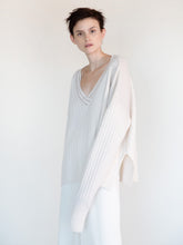 Load image into Gallery viewer, V-NECK CASHMERE RIB SWEATER WITH NYLON DETAIL - CLASSICS