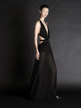 Load image into Gallery viewer, JERSEY CUT OUT DRESS WITH VELVET TRIM
