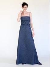Load image into Gallery viewer, LINEN COTTON DENIM LONG SLIP WITH BELT