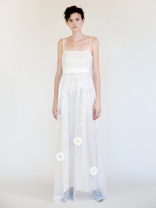 LONG SEQUIN DRESS WITH FLOWERS