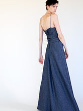 Load image into Gallery viewer, LINEN COTTON DENIM LONG SLIP WITH BELT