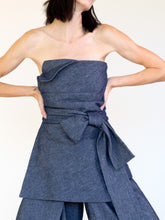 Load image into Gallery viewer, LINEN COTTON DENIM WRAP BUSTIER