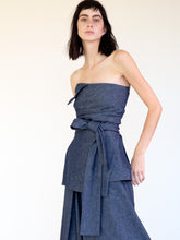 Load image into Gallery viewer, LINEN COTTON DENIM WRAP BUSTIER