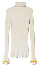 Load image into Gallery viewer, CASHMERE FINE RIB TURTLENECK WITH CONTRAST STRIPE